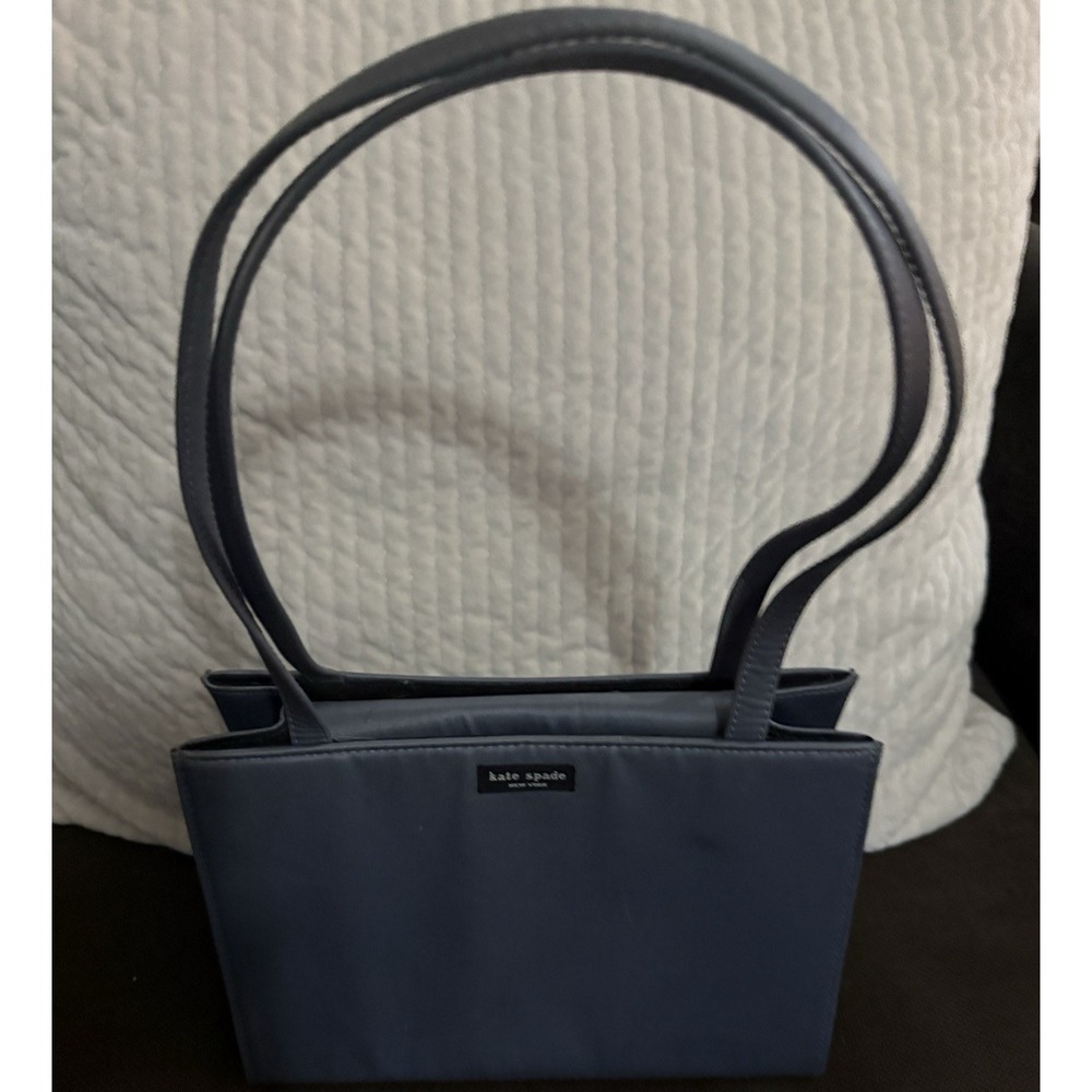 kate spade new york Blue Tote Snap Closure Double Handles Logo Quiet Luxury